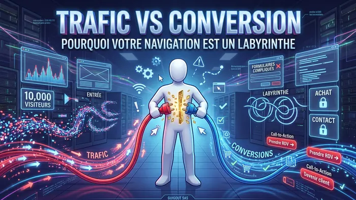 Trafic vs conversion : pourquoi 10 000 visiteurs ne servent à rien si votre navigation est un labyrinthe