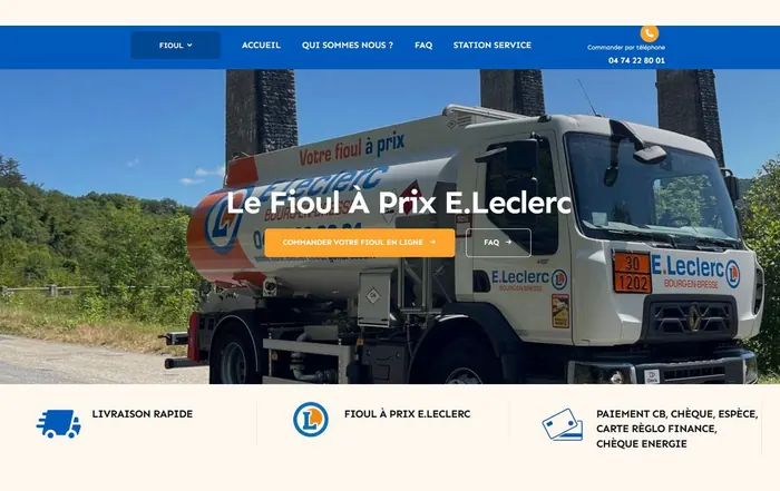 Site internet E.Leclerc Fioul Bourg-en-Bresse réalisé par GUIGOUT SAS