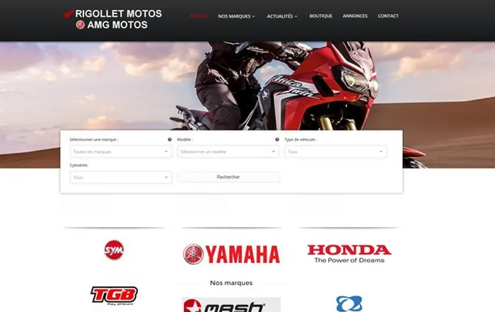 Site internet Rigollet Motos réalisé par GUIGOUT SAS